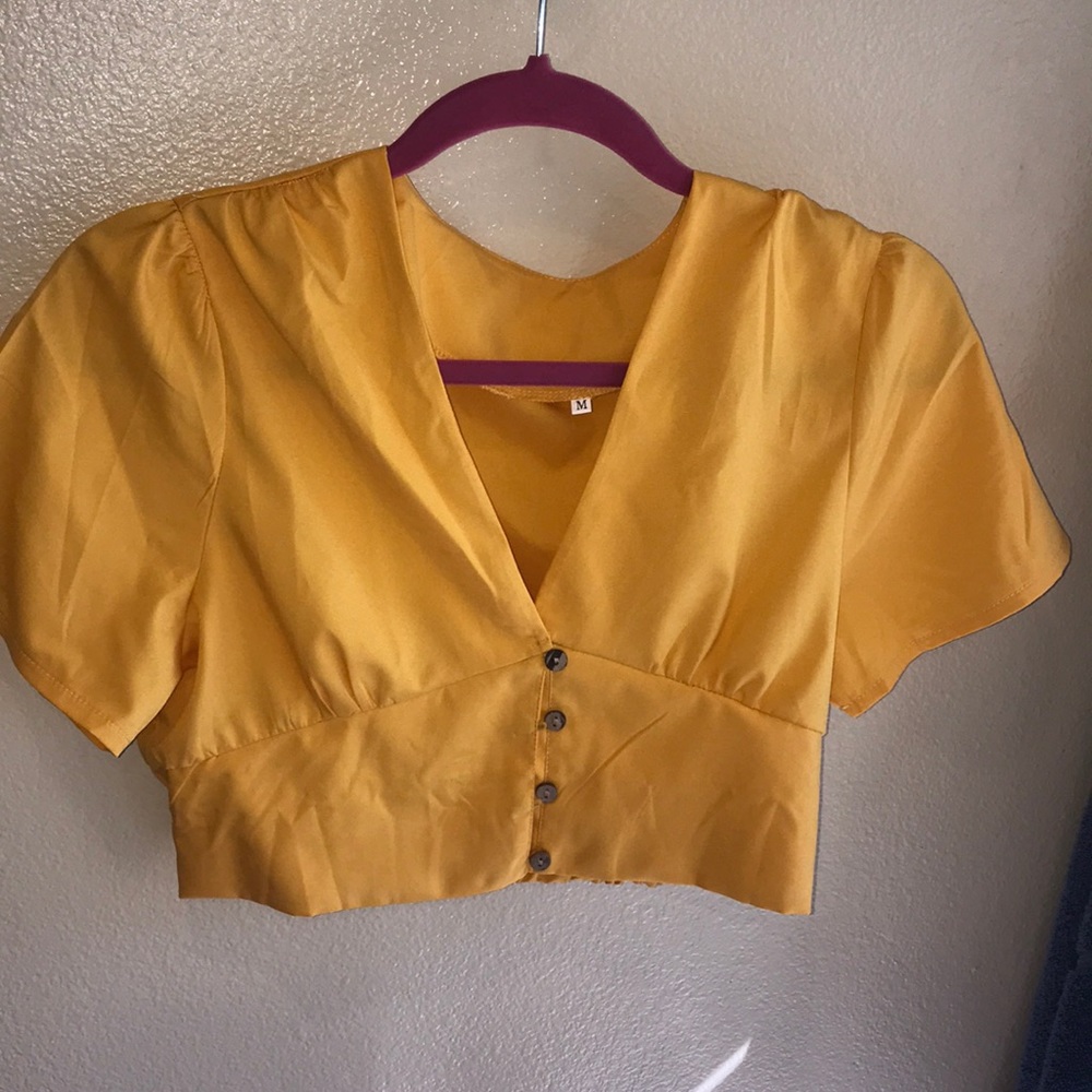 Yellow cropped blouse